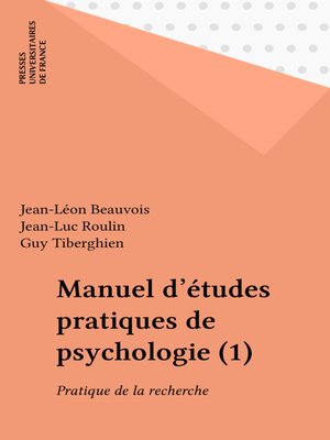 cover image of Manuel d'études pratiques de psychologie (1)